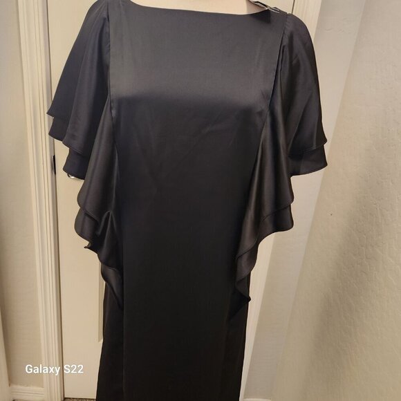 Ralph Lauren Black Silk Feel Midi Dress. Host Pick. Size 12 - Picture 3 of 9